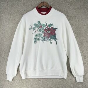 VTG 90s Morning Sun Christmas Pullover Sweater Festive Holly Grannycore L?